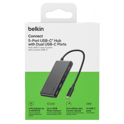 USB-хаб Belkin USB Type-C 5 in 1 (AVC022HQSGY) Space Gray купити в Україні: Київ, Львів, Хмельницький, Тернопіль, Івано-Франківськ | Низька ціна, відгуки, характеристики від TELEMART фото