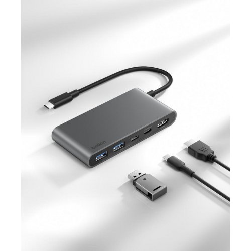 USB-хаб Belkin USB Type-C 5 in 1 (AVC022HQSGY) Space Gray купити в Україні: Київ, Львів, Хмельницький, Тернопіль, Івано-Франківськ | Низька ціна, відгуки, характеристики від TELEMART фото