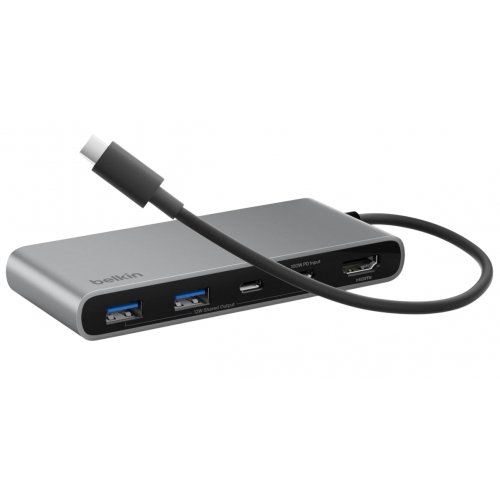 USB-хаб Belkin USB Type-C 7 in 1 (AVC023HQSGY) Space Gray купить в Украине: Киев, Днепр, Харьков, Одесса  | Низкая цена, отзывы, характеристики от TELEMART фото