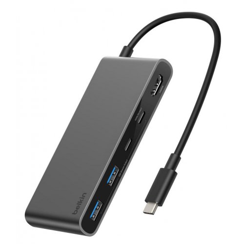 USB-хаб Belkin USB Type-C 7 in 1 (AVC023HQSGY) Space Gray купить в Украине: Киев, Днепр, Харьков, Одесса  | Низкая цена, отзывы, характеристики от TELEMART фото