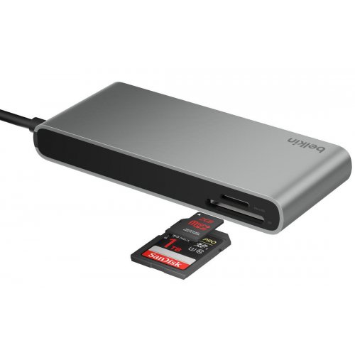 USB-хаб Belkin USB Type-C 7 in 1 (AVC023HQSGY) Space Gray купить в Украине: Киев, Днепр, Харьков, Одесса  | Низкая цена, отзывы, характеристики от TELEMART фото