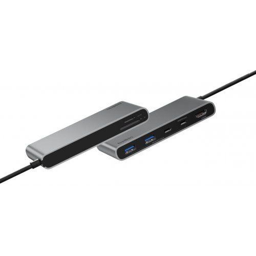 USB-хаб Belkin USB Type-C 7 in 1 (AVC023HQSGY) Space Gray купить в Украине: Киев, Днепр, Харьков, Одесса  | Низкая цена, отзывы, характеристики от TELEMART фото