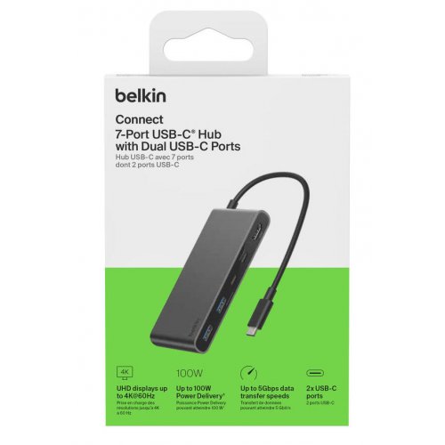 USB-хаб Belkin USB Type-C 7 in 1 (AVC023HQSGY) Space Gray купить в Украине: Киев, Днепр, Харьков, Одесса  | Низкая цена, отзывы, характеристики от TELEMART фото