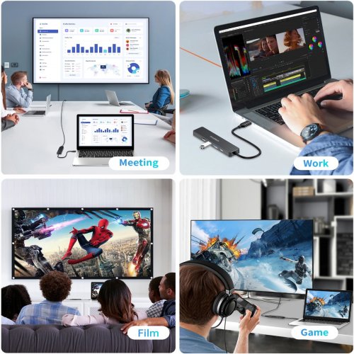USB-хаб Choetech USB Type-C 5 in 1 (HUB-M80-BK) купить в Украине: Киев, Днепр, Харьков, Одесса  | Низкая цена, отзывы, характеристики от TELEMART фото