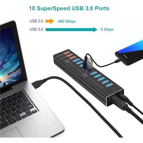 USB-хаб Dynamode USB 3.0 13 in 1 (DM-UH-P1013) Black купить в Украине: Киев, Днепр, Харьков, Одесса  | Низкая цена, отзывы, характеристики от TELEMART фото