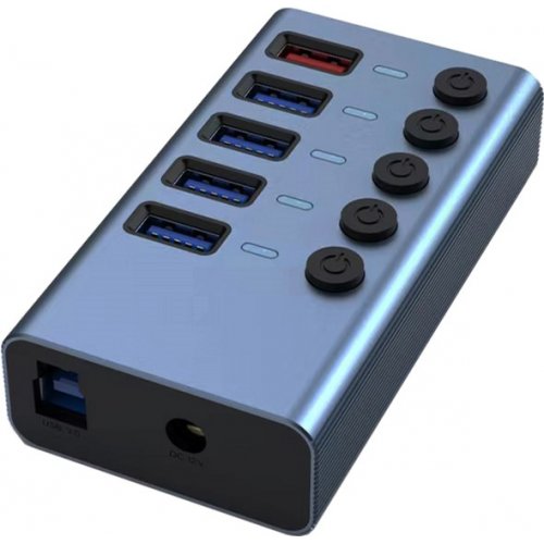 USB-хаб Dynamode USB 3.0 5 in 1 (DM-UH-P405-G) Dark Grey купить в Украине: Киев, Днепр, Харьков, Одесса  | Низкая цена, отзывы, характеристики от TELEMART фото