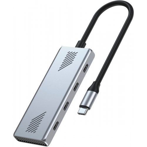 USB-хаб Gembird USB Type-C 4 in 1 (UHB-CM-U310-C4-01) Silver купить в Украине: Киев, Днепр, Харьков, Одесса  | Низкая цена, отзывы, характеристики от TELEMART фото
