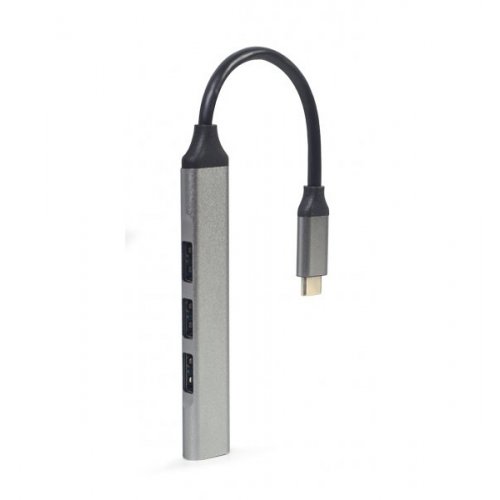USB-хаб Gembird USB Type-C 4 in 1 (UHB-CM-U3P1U2P3-03) Silver купити в Україні: Київ, Львів, Хмельницький, Тернопіль, Івано-Франківськ | Низька ціна, відгуки, характеристики від TELEMART фото