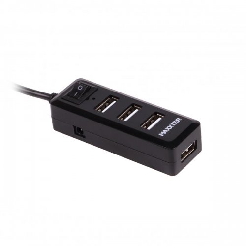 USB-хаб Maxxter USB 4 in 1 (HU2A-4P-AC-03) Black купить в Украине: Киев, Днепр, Харьков, Одесса  | Низкая цена, отзывы, характеристики от TELEMART фото