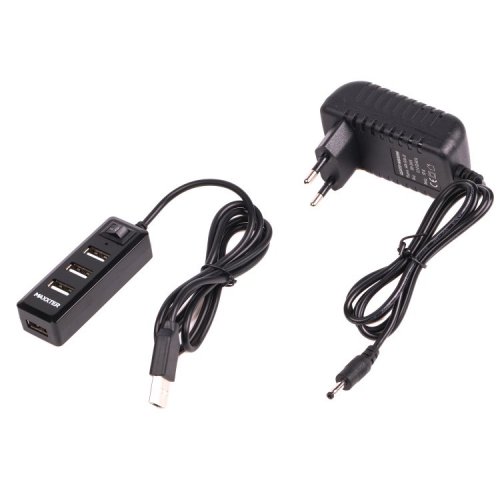 USB-хаб Maxxter USB 4 in 1 (HU2A-4P-AC-03) Black купить в Украине: Киев, Днепр, Харьков, Одесса  | Низкая цена, отзывы, характеристики от TELEMART фото
