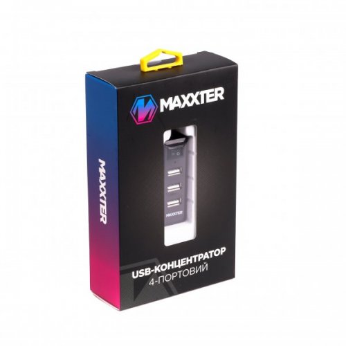 USB-хаб Maxxter USB 4 in 1 (HU2A-4P-AC-03) Black купить в Украине: Киев, Днепр, Харьков, Одесса  | Низкая цена, отзывы, характеристики от TELEMART фото