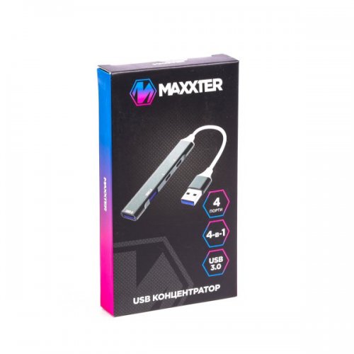 USB-хаб Maxxter USB 4 in 1 (HU3A-4P-03) Grey купить в Украине: Киев, Днепр, Харьков, Одесса  | Низкая цена, отзывы, характеристики от TELEMART фото