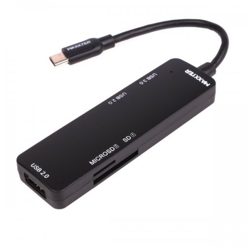 USB-хаб Maxxter USB Type-C 5 in 1 (HU3C-3PTF-01) Black купить в Украине: Киев, Днепр, Харьков, Одесса  | Низкая цена, отзывы, характеристики от TELEMART фото
