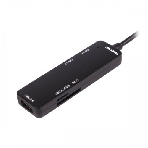 USB-хаб Maxxter USB Type-C 5 in 1 (HU3C-3PTF-01) Black купить в Украине: Киев, Днепр, Харьков, Одесса  | Низкая цена, отзывы, характеристики от TELEMART фото