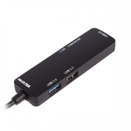 USB-хаб Maxxter USB Type-C 5 in 1 (HU3C-3PTF-01) Black купить в Украине: Киев, Днепр, Харьков, Одесса  | Низкая цена, отзывы, характеристики от TELEMART фото