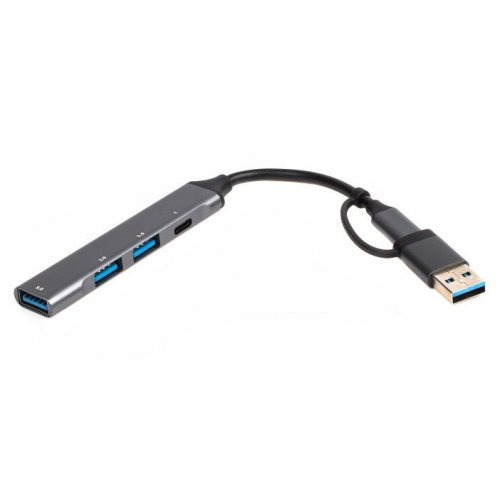 USB-хаб Maxxter USB Type-C 4 in 1 (HU3C-4P1CN-01) Grey купить в Украине: Киев, Днепр, Харьков, Одесса  | Низкая цена, отзывы, характеристики от TELEMART фото