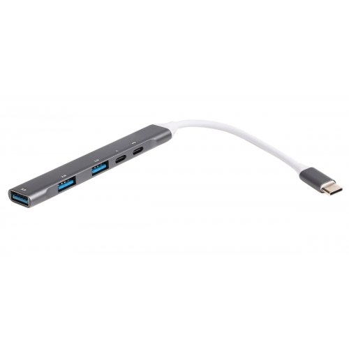 USB-хаб Maxxter USB Type-C 5 in 1 (HU3C-4P1PD-01) Grey купить в Украине: Киев, Днепр, Харьков, Одесса  | Низкая цена, отзывы, характеристики от TELEMART фото