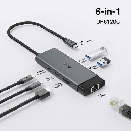 USB-хаб TP-LINK UH6120C купить в Украине: Киев, Днепр, Харьков, Одесса  | Низкая цена, отзывы, характеристики от TELEMART фото