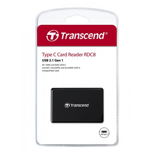 Кардрідер Transcend RDC8 USB Type-C 3 in 1 (TS-RDC8K2) Black купити в Україні: Київ, Львів, Хмельницький, Тернопіль, Івано-Франківськ | Низька ціна, відгуки, характеристики від TELEMART фото