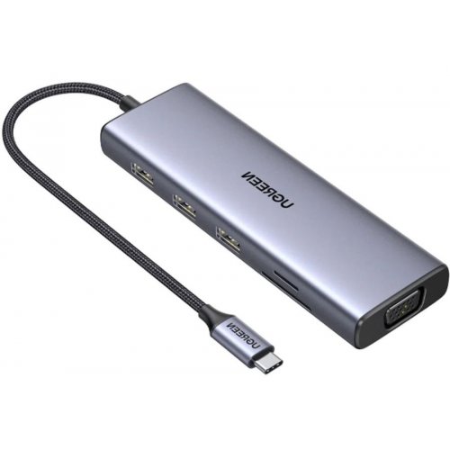 USB-хаб Ugreen CM498 USB Type-C 9 in 1 (15600) Grey купить в Украине: Киев, Днепр, Харьков, Одесса  | Низкая цена, отзывы, характеристики от TELEMART фото