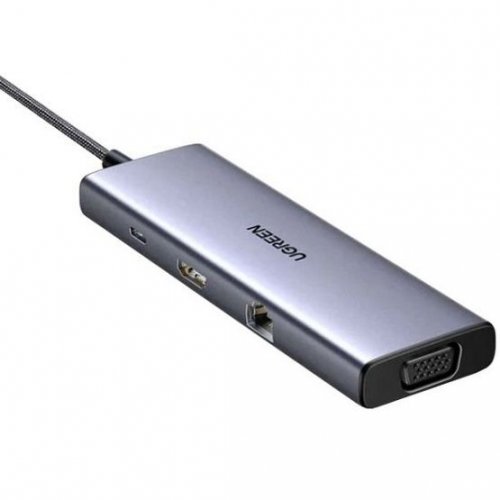 USB-хаб Ugreen CM498 USB Type-C 9 in 1 (15600) Grey купить в Украине: Киев, Днепр, Харьков, Одесса  | Низкая цена, отзывы, характеристики от TELEMART фото