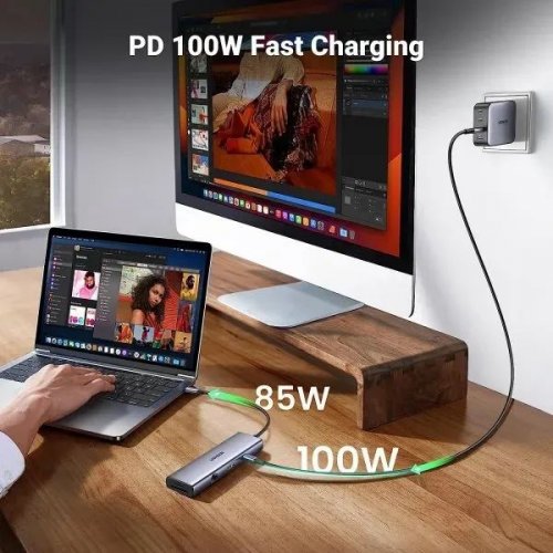 USB-хаб Ugreen CM498 USB Type-C 9 in 1 (15600) Grey купить в Украине: Киев, Днепр, Харьков, Одесса  | Низкая цена, отзывы, характеристики от TELEMART фото