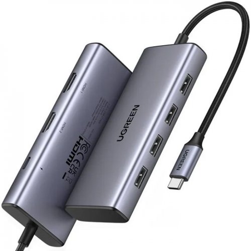 USB-хаб Ugreen CM498 USB Type-C 7 in 1 (35897) Grey купити в Україні: Київ, Львів, Хмельницький, Тернопіль, Івано-Франківськ | Низька ціна, відгуки, характеристики від TELEMART фото