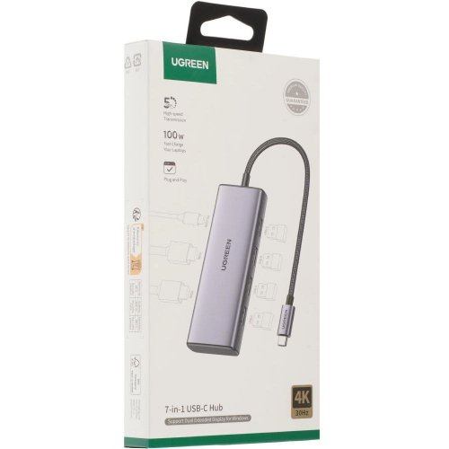 USB-хаб Ugreen CM498 USB Type-C 7 in 1 (35897) Grey купити в Україні: Київ, Львів, Хмельницький, Тернопіль, Івано-Франківськ | Низька ціна, відгуки, характеристики від TELEMART фото