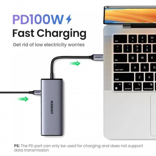 USB-хаб Ugreen CM498 USB Type-C 7 in 1 (35897) Grey купити в Україні: Київ, Львів, Хмельницький, Тернопіль, Івано-Франківськ | Низька ціна, відгуки, характеристики від TELEMART фото