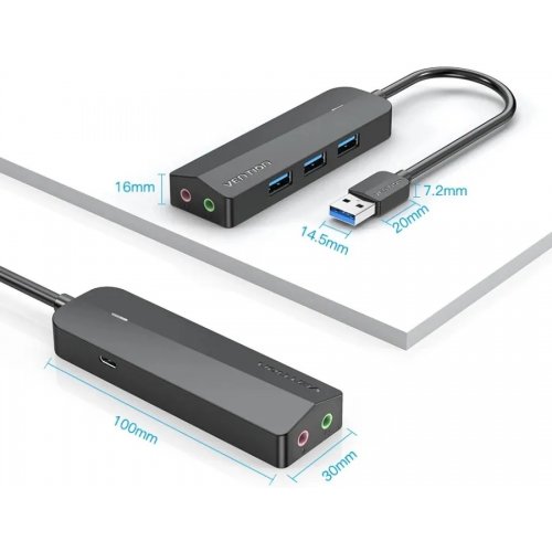 USB-хаб Vention USB 5 in 1 (CHIBF) Black купить в Украине: Киев, Днепр, Харьков, Одесса  | Низкая цена, отзывы, характеристики от TELEMART фото