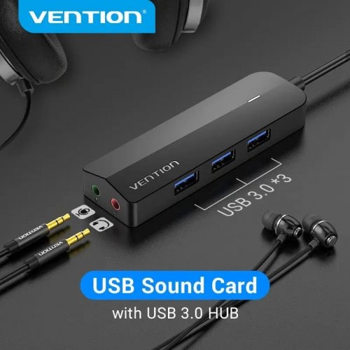 USB-хаб Vention USB 5 in 1 (CHIBF) Black купить в Украине: Киев, Днепр, Харьков, Одесса  | Низкая цена, отзывы, характеристики от TELEMART фото