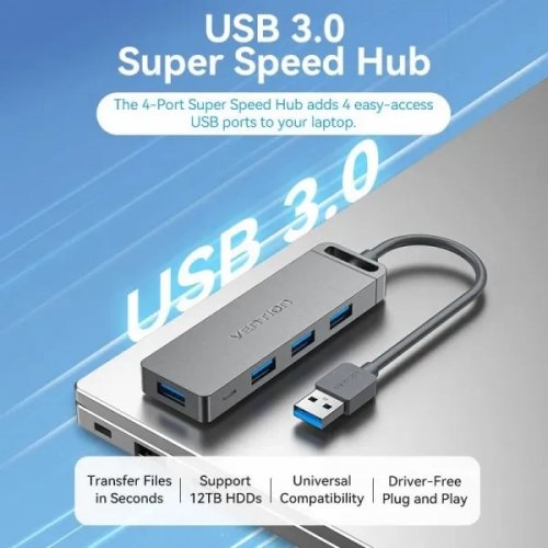 USB-хаб Vention USB 4 in 1 (CHLBB-SCB) Black купить в Украине: Киев, Днепр, Харьков, Одесса  | Низкая цена, отзывы, характеристики от TELEMART фото