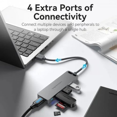 USB-хаб Vention USB 4 in 1 (CHLBB-SCB) Black купить в Украине: Киев, Днепр, Харьков, Одесса  | Низкая цена, отзывы, характеристики от TELEMART фото