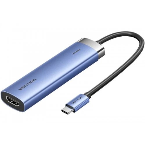 USB-хаб Vention USB Type-C 5 in 1 (TGESB) Blue купить в Украине: Киев, Днепр, Харьков, Одесса  | Низкая цена, отзывы, характеристики от TELEMART фото