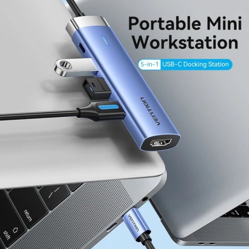 USB-хаб Vention USB Type-C 5 in 1 (TGESB) Blue купить в Украине: Киев, Днепр, Харьков, Одесса  | Низкая цена, отзывы, характеристики от TELEMART фото