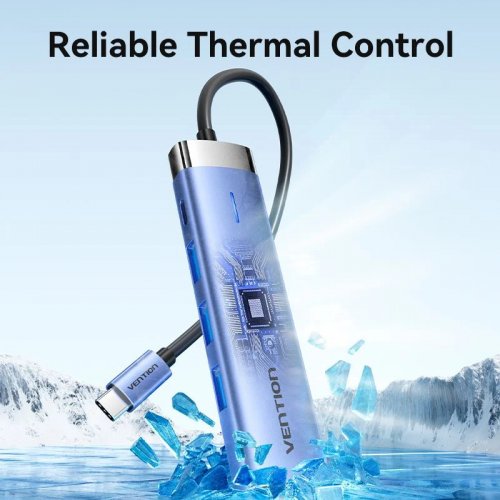 USB-хаб Vention USB Type-C 5 in 1 (TGESB) Blue купить в Украине: Киев, Днепр, Харьков, Одесса  | Низкая цена, отзывы, характеристики от TELEMART фото
