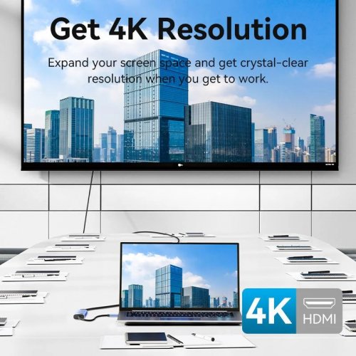 USB-хаб Vention USB Type-C 5 in 1 (TGESB) Blue купить в Украине: Киев, Днепр, Харьков, Одесса  | Низкая цена, отзывы, характеристики от TELEMART фото