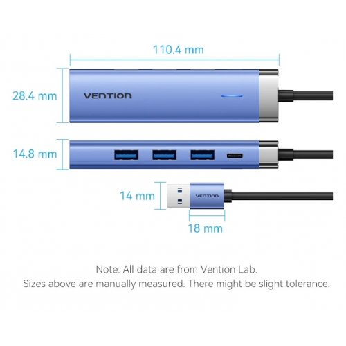 USB-хаб Vention USB 5 in 1 (TGFSB) Blue купить в Украине: Киев, Днепр, Харьков, Одесса  | Низкая цена, отзывы, характеристики от TELEMART фото