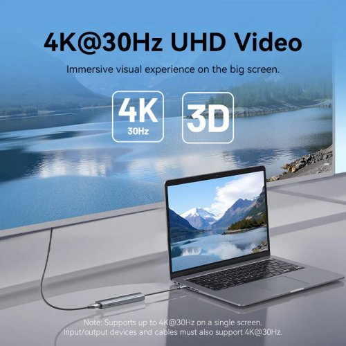 USB-хаб Vention USB Type-C 5 in 1 (TGLHB) Grey купити в Україні: Київ, Львів, Хмельницький, Тернопіль, Івано-Франківськ | Низька ціна, відгуки, характеристики від TELEMART фото