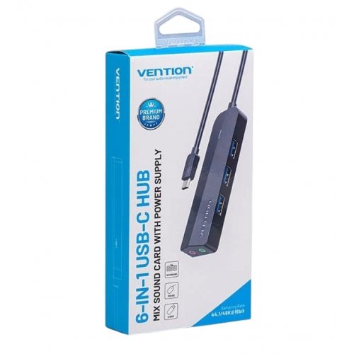 USB-хаб Vention USB Type-C 6 in 1 (TGQBB) Black купить в Украине: Киев, Днепр, Харьков, Одесса  | Низкая цена, отзывы, характеристики от TELEMART фото