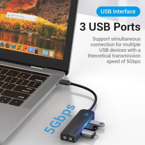 USB-хаб Vention USB Type-C 6 in 1 (TGQBB) Black купить в Украине: Киев, Днепр, Харьков, Одесса  | Низкая цена, отзывы, характеристики от TELEMART фото