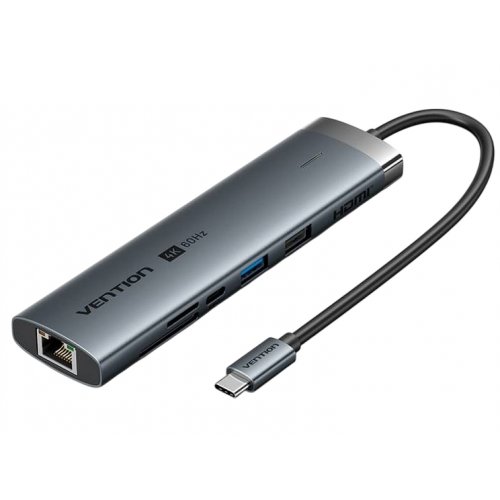 USB-хаб Vention USB Type-C 8 in 1 (TGUHB) Grey купити в Україні: Київ, Львів, Хмельницький, Тернопіль, Івано-Франківськ | Низька ціна, відгуки, характеристики від TELEMART фото