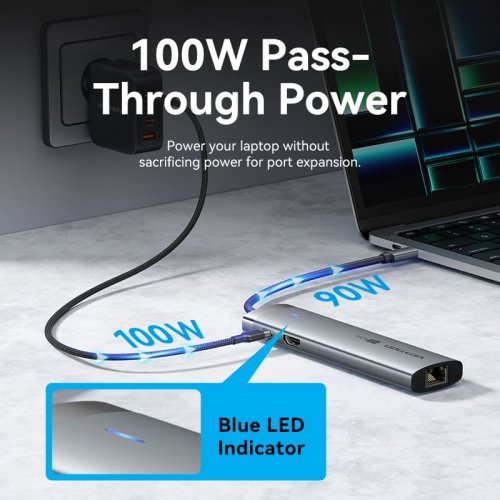 USB-хаб Vention USB Type-C 8 in 1 (TGUHB) Grey купити в Україні: Київ, Львів, Хмельницький, Тернопіль, Івано-Франківськ | Низька ціна, відгуки, характеристики від TELEMART фото
