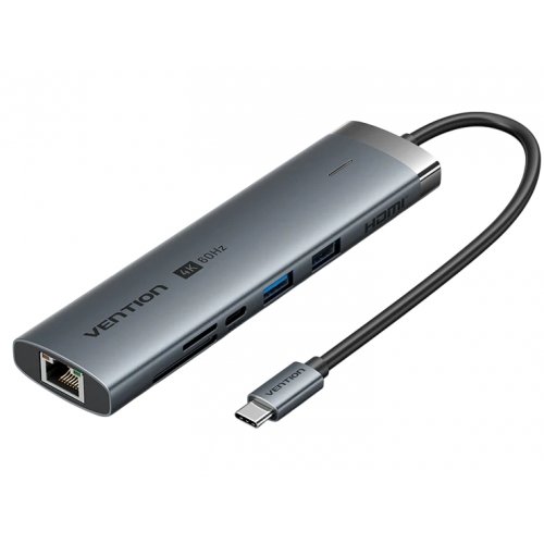 USB-хаб Vention USB Type-C 9 in 1 (TGVHB) Grey купити в Україні: Київ, Львів, Хмельницький, Тернопіль, Івано-Франківськ | Низька ціна, відгуки, характеристики від TELEMART фото