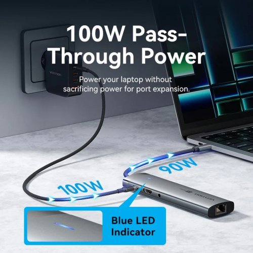 USB-хаб Vention USB Type-C 9 in 1 (TGVHB) Grey купити в Україні: Київ, Львів, Хмельницький, Тернопіль, Івано-Франківськ | Низька ціна, відгуки, характеристики від TELEMART фото