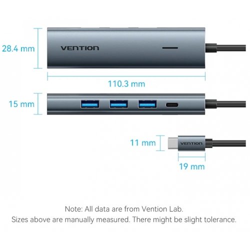 USB-хаб Vention USB Type-C 5 in 1 (TGZHB) Black купить в Украине: Киев, Днепр, Харьков, Одесса  | Низкая цена, отзывы, характеристики от TELEMART фото