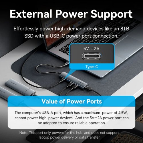 USB-хаб Vention USB Type-C 5 in 1 (TGZHB) Black купить в Украине: Киев, Днепр, Харьков, Одесса  | Низкая цена, отзывы, характеристики от TELEMART фото