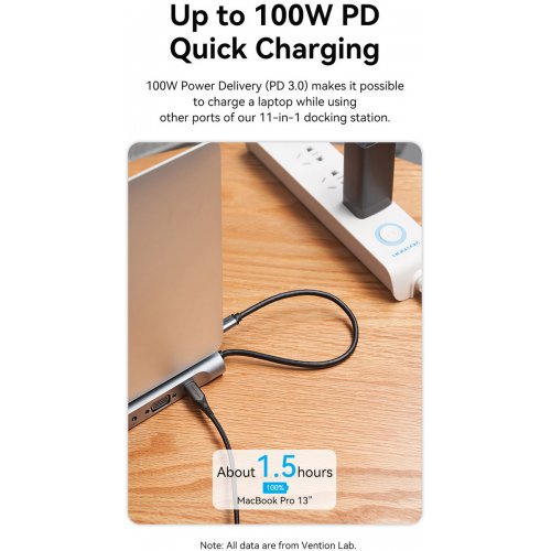 USB-хаб Vention USB Type-C 11 in 1 (THTHC) Silver купити в Україні: Київ, Львів, Хмельницький, Тернопіль, Івано-Франківськ | Низька ціна, відгуки, характеристики від TELEMART фото