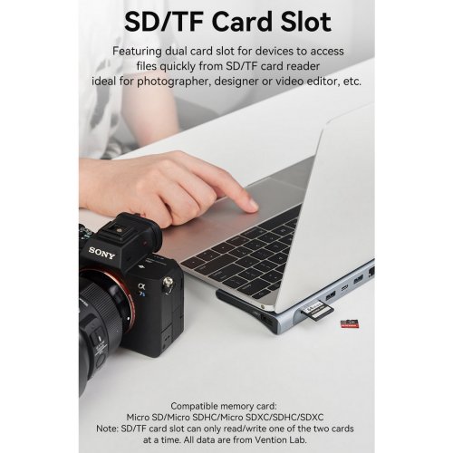 USB-хаб Vention USB Type-C 11 in 1 (THTHC) Silver купити в Україні: Київ, Львів, Хмельницький, Тернопіль, Івано-Франківськ | Низька ціна, відгуки, характеристики від TELEMART фото