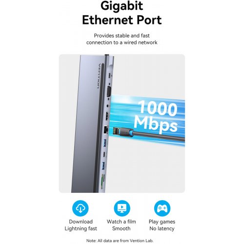 USB-хаб Vention USB Type-C 11 in 1 (THTHC) Silver купити в Україні: Київ, Львів, Хмельницький, Тернопіль, Івано-Франківськ | Низька ціна, відгуки, характеристики від TELEMART фото